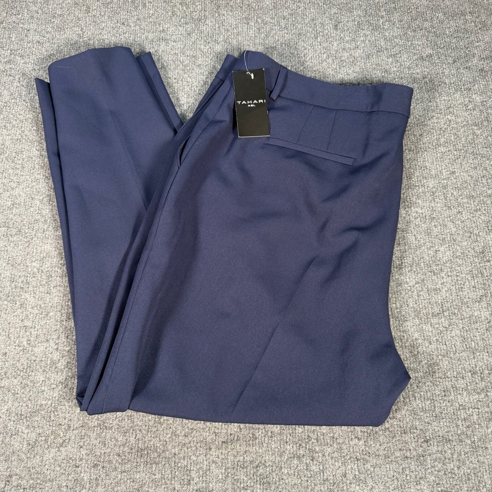 Tahari ASL Women Navy Blue Trouser Pant Straight Leg SWP159 Size 18 NWT #4471